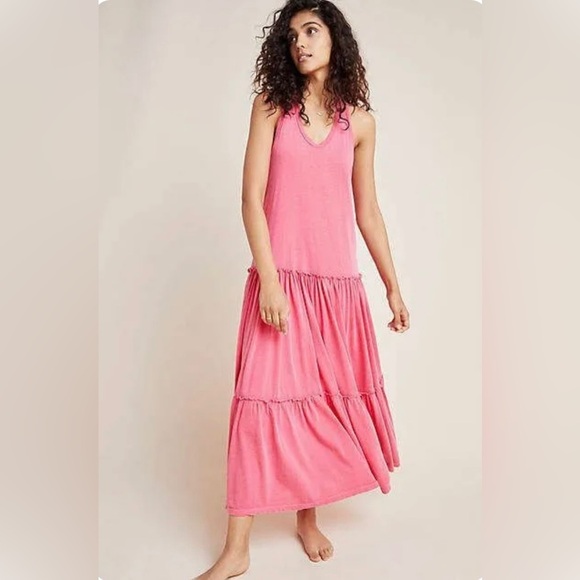 Anthropologie Sundry Modal Tiered Maxi Slip Dress EUC Size - M - Picture 2 of 6
